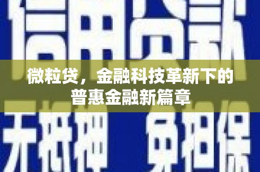 竹塘微粒贷，金融科技革新下的普惠金融新篇章