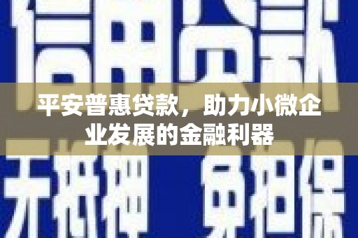 竹塘平安普惠贷款，助力小微企业发展的金融利器